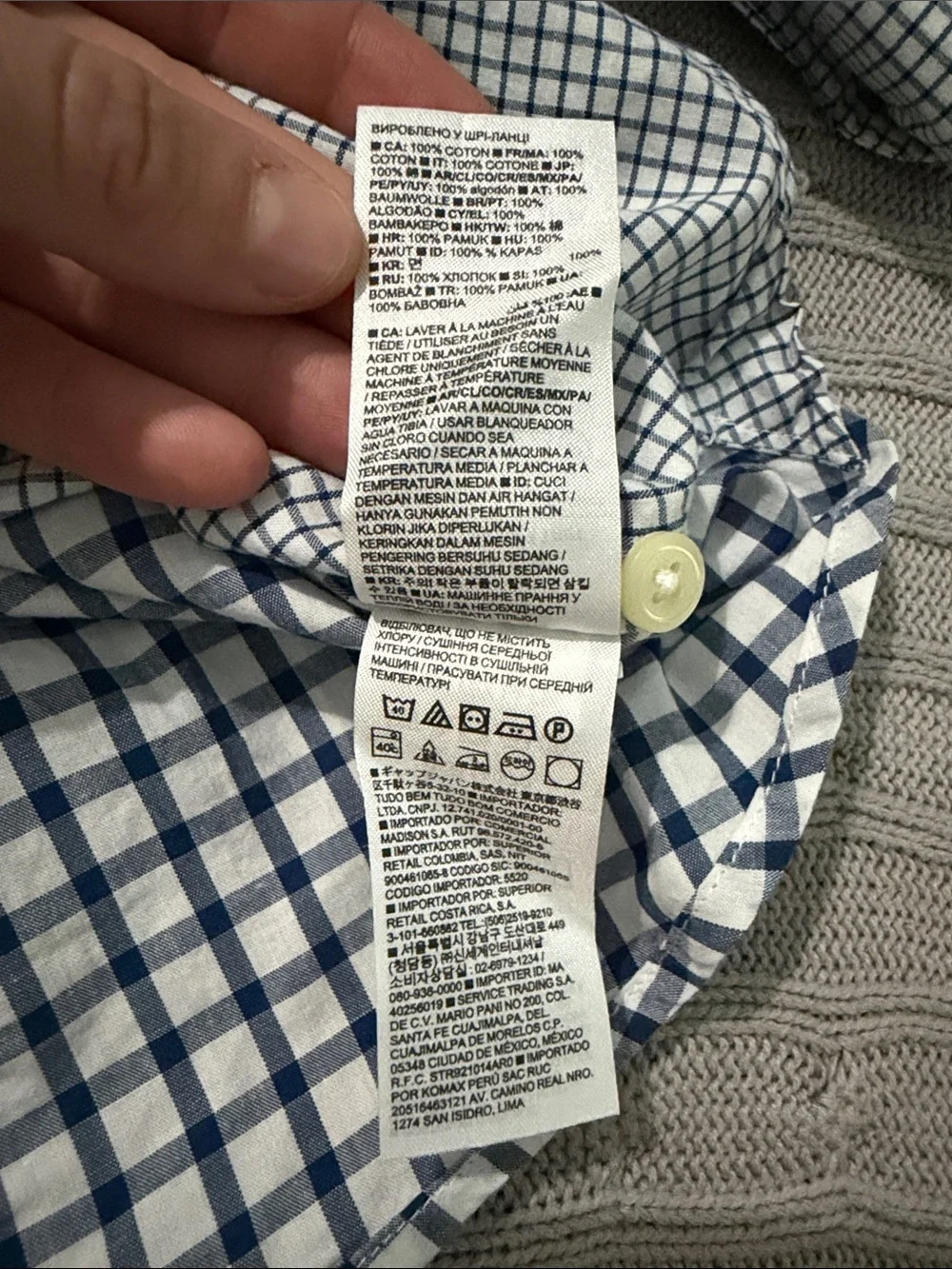 GAP Boys 10 Blue and White Check Patchwork Button-Down Shirt
